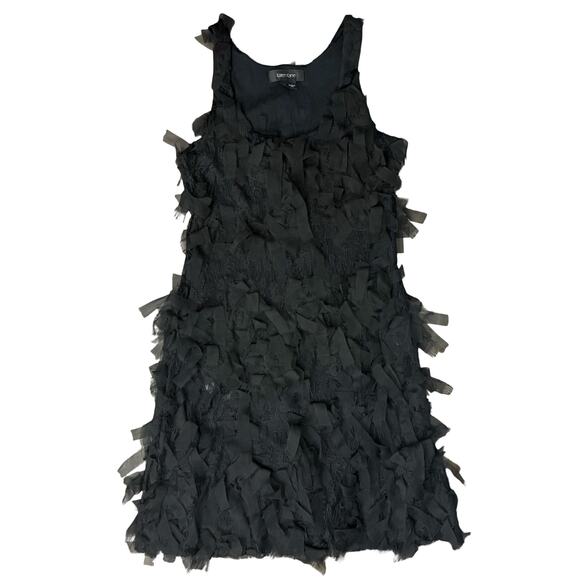 Karen Kane Black Shredded Eyelash Lace Stretch Mini Racerback Dress size XS - Picture 2 of 9